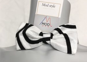 wavy black and white bowtie