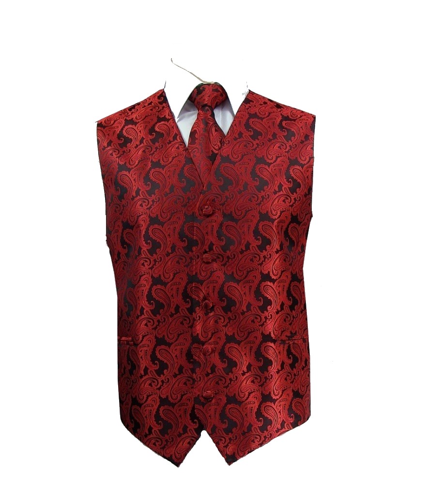 Red paisley Vest (Vest only) – Mod style
